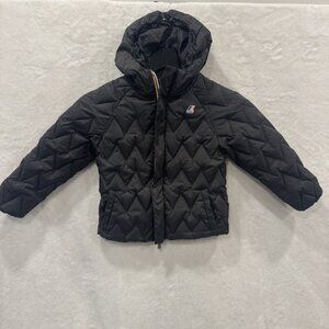 K-Way Kids Down Puffer Hooded Jacket Black Lightweight Winter Size 4 years